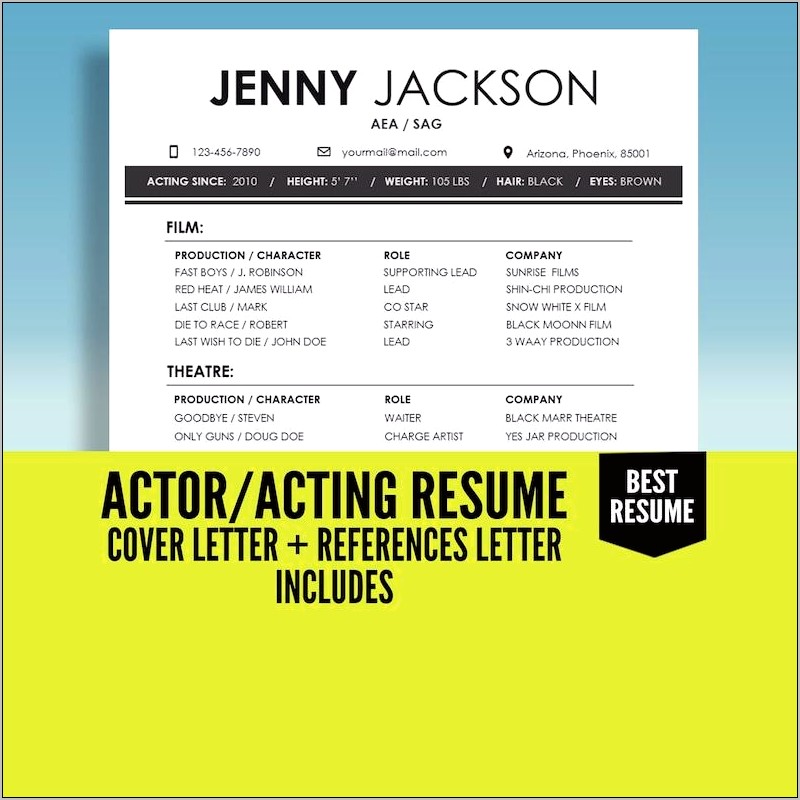 Resume Template For Acting And Modeling