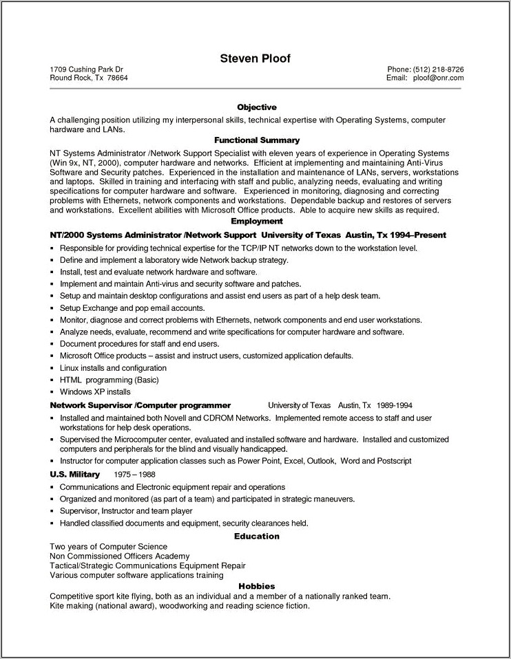 Resume Template For Experienced It Professionals