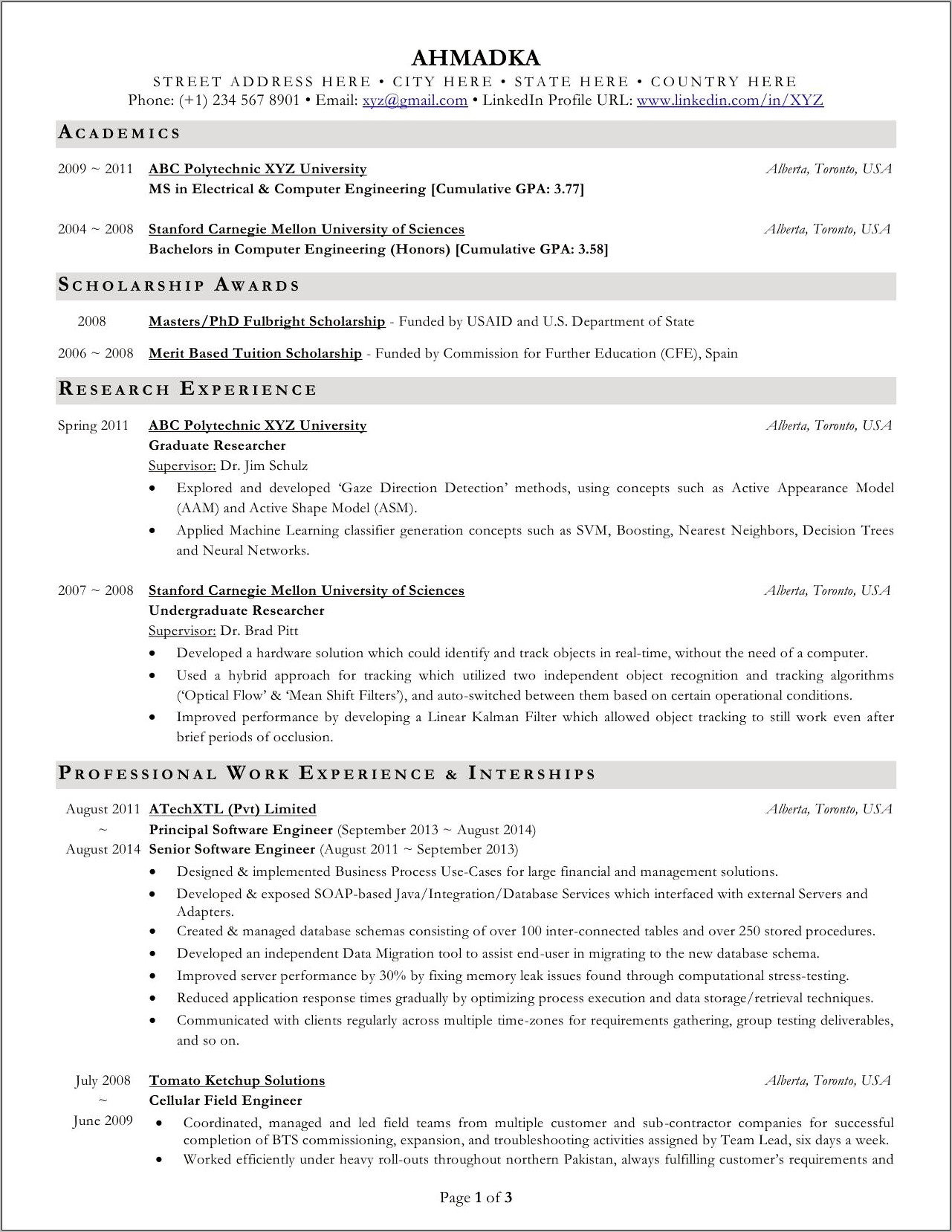 Resume Template For Graduate School In Computers