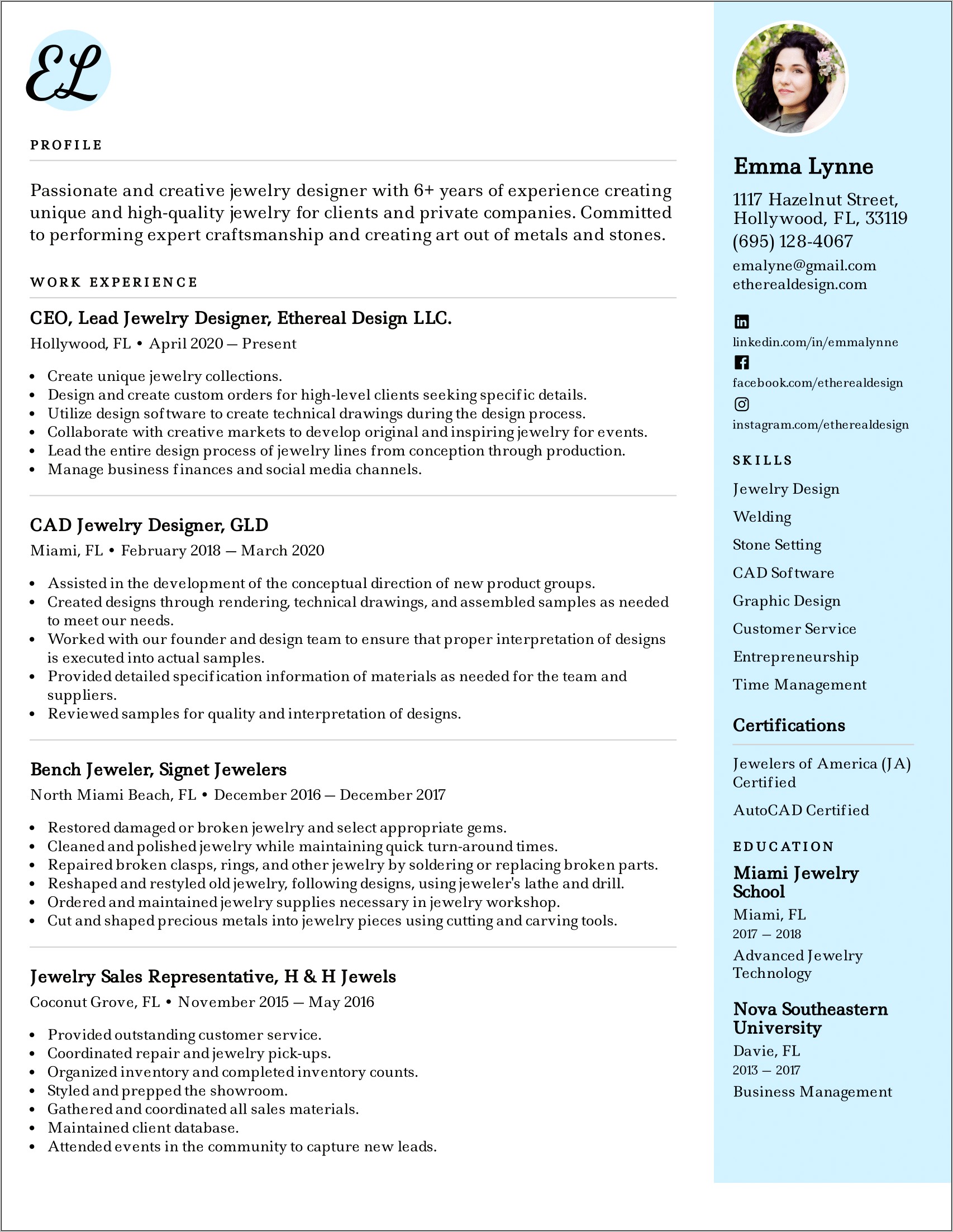 Resume Template For Jewelry Sales Associate
