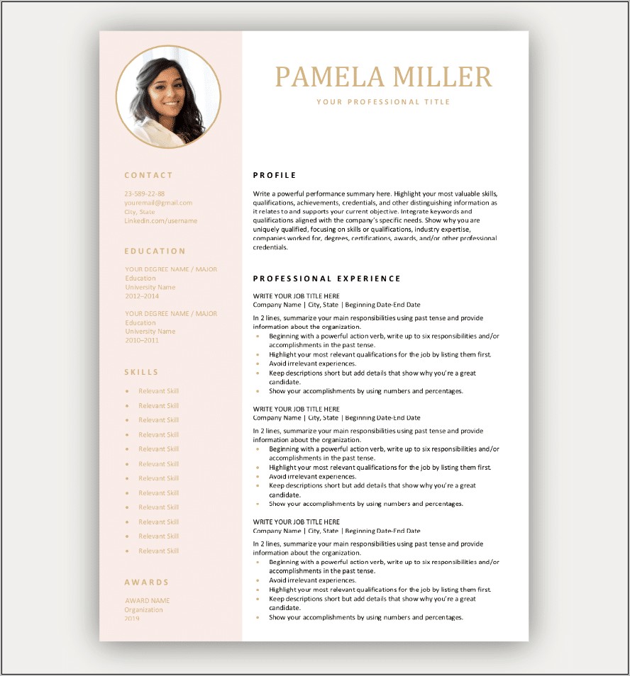 Resume Template For Non Professional Experienced