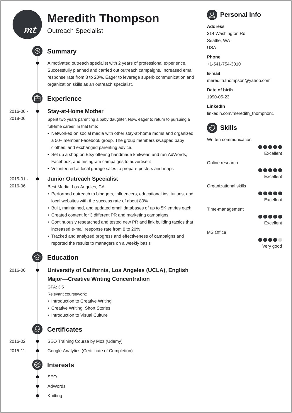 Resume Template For Parents Returning To Work