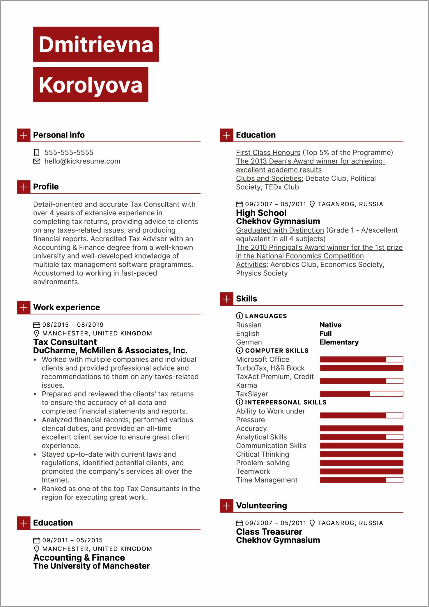 Resume Template For Returning To Work