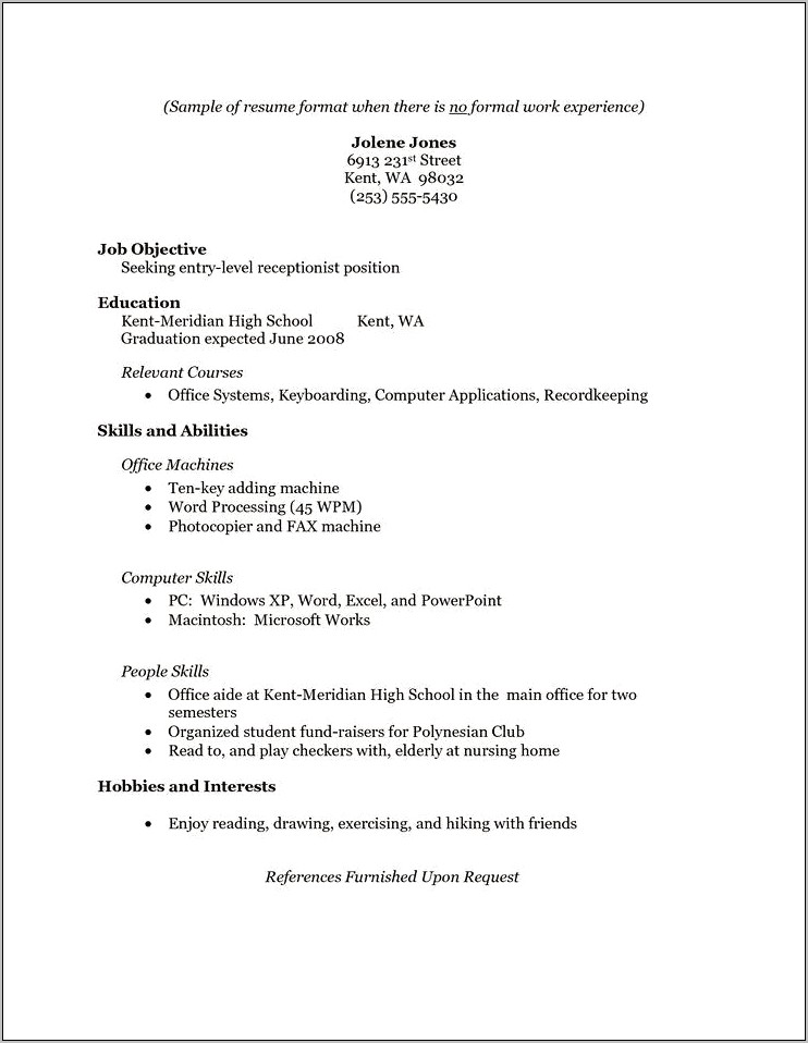 Resume Template For Someone With Little Experience