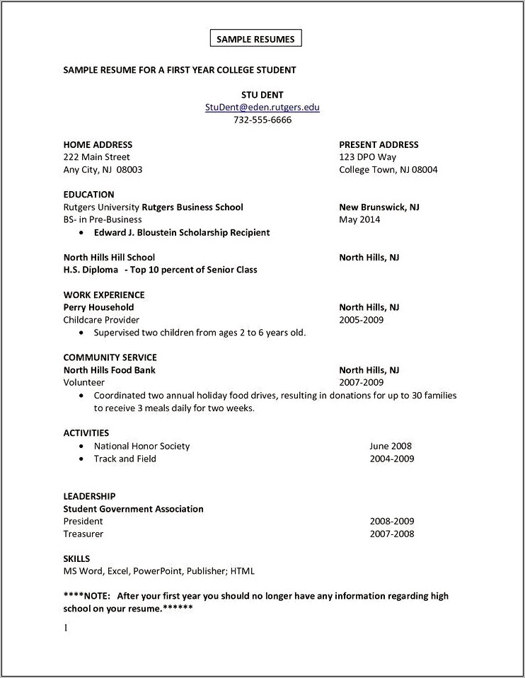Resume Template For Your First Job