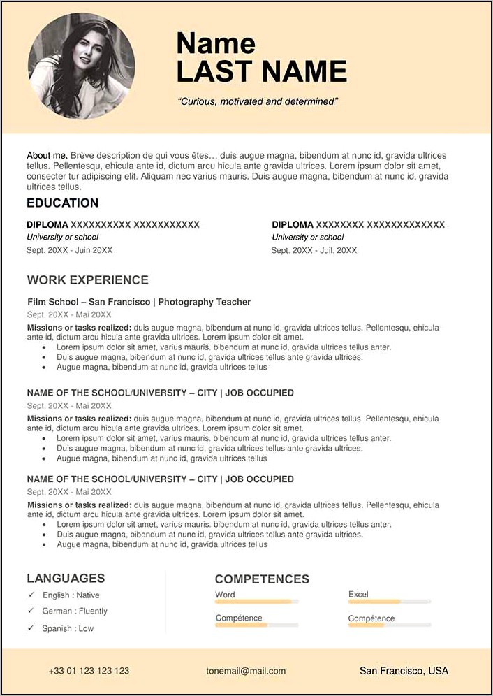 Resume Template Free Download For Teachers