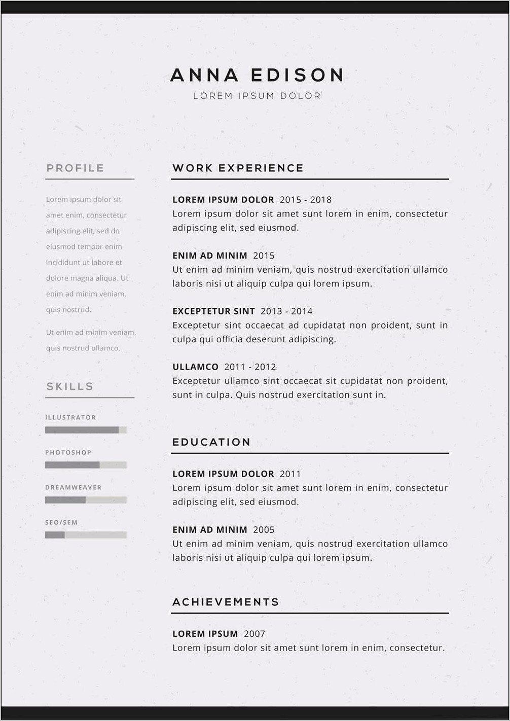 Resume Template Free With Picture Simple