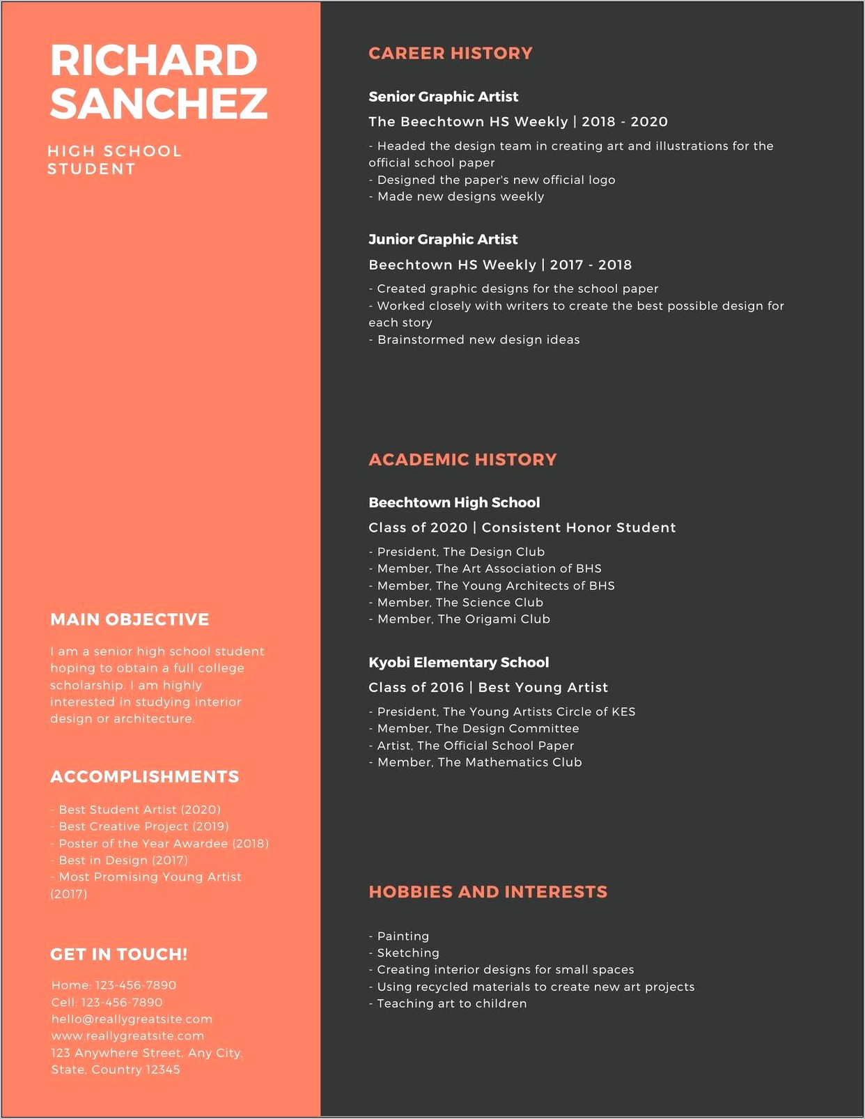 Resume Template High School Student Trackid Sp 006
