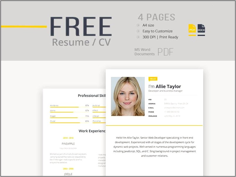 Resume Template Rtl A4 Free Download