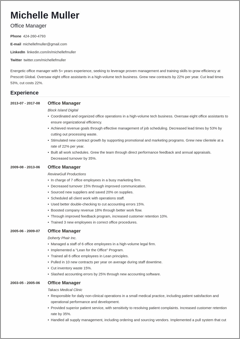 Resume Template With A Lot Of Experience