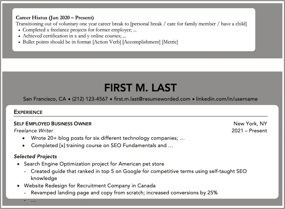 Resume Template With Gaps In Employment