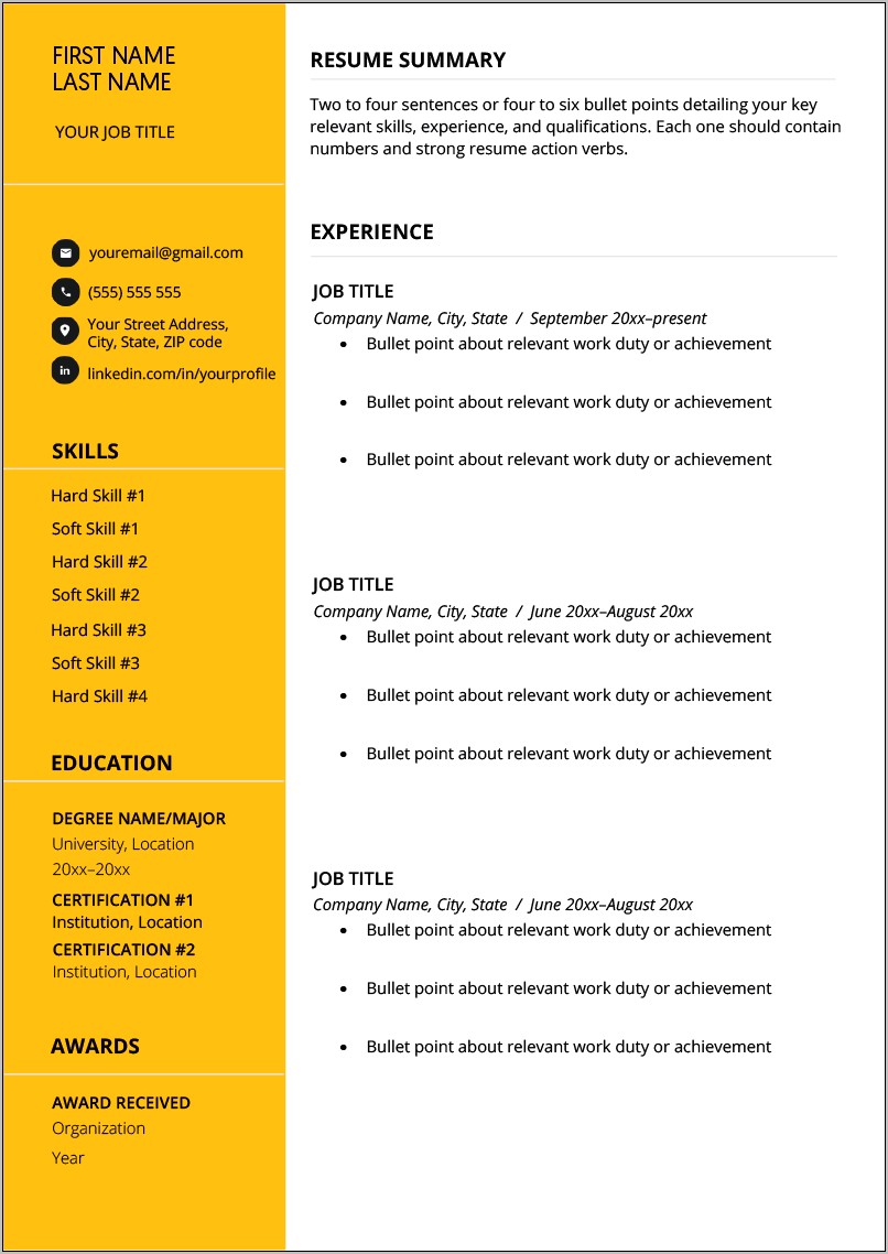 Resume Template With Lots Of Room For Words