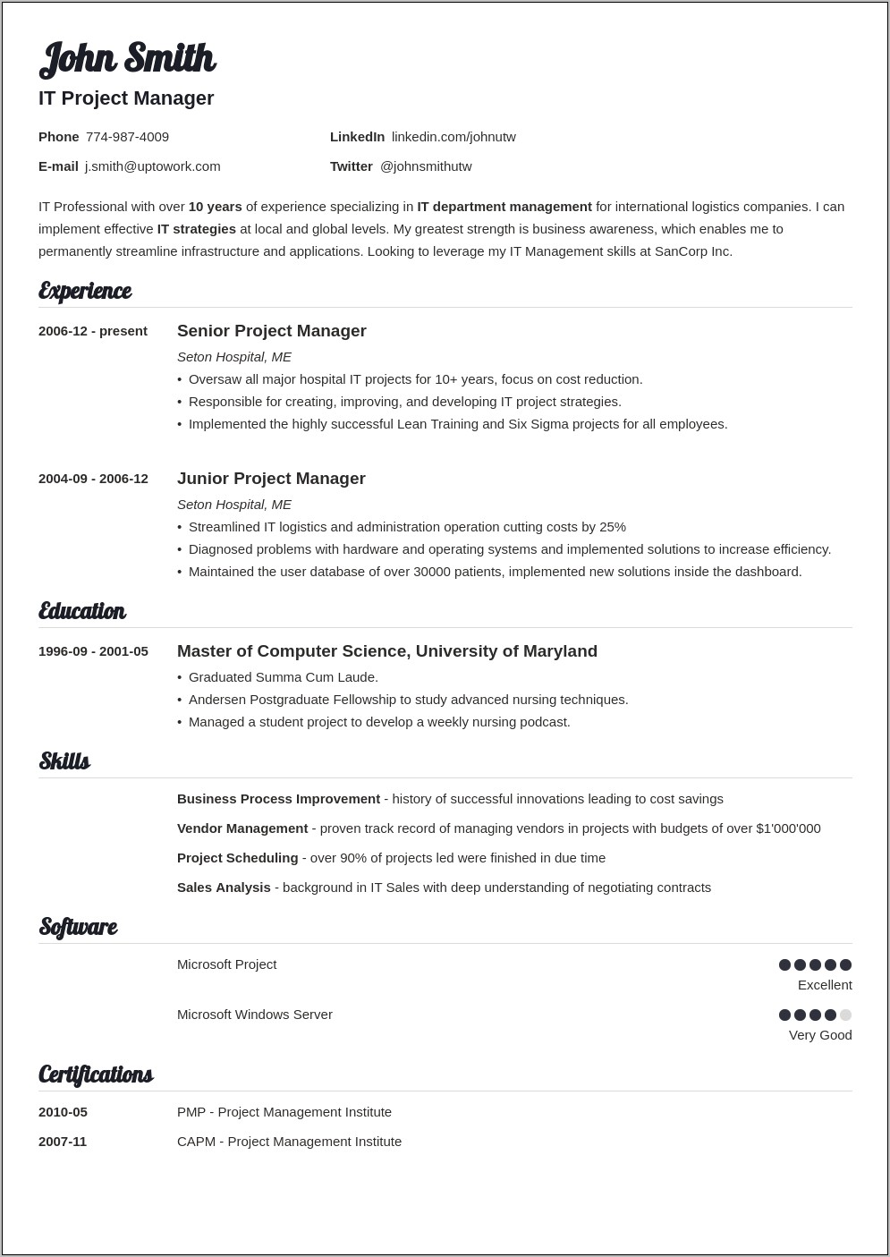 Resume Template With No White Space