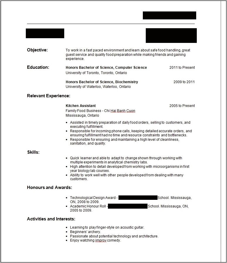 Resume Template With No Work Experinece Only Volunteer