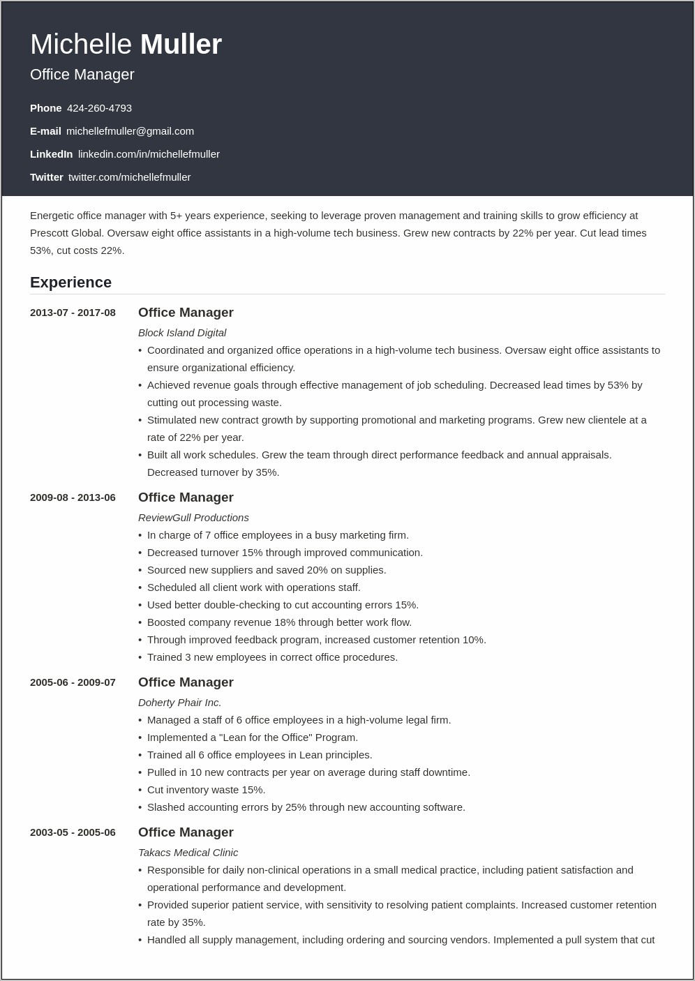 Resume Template With One Company And Multiple Jobs