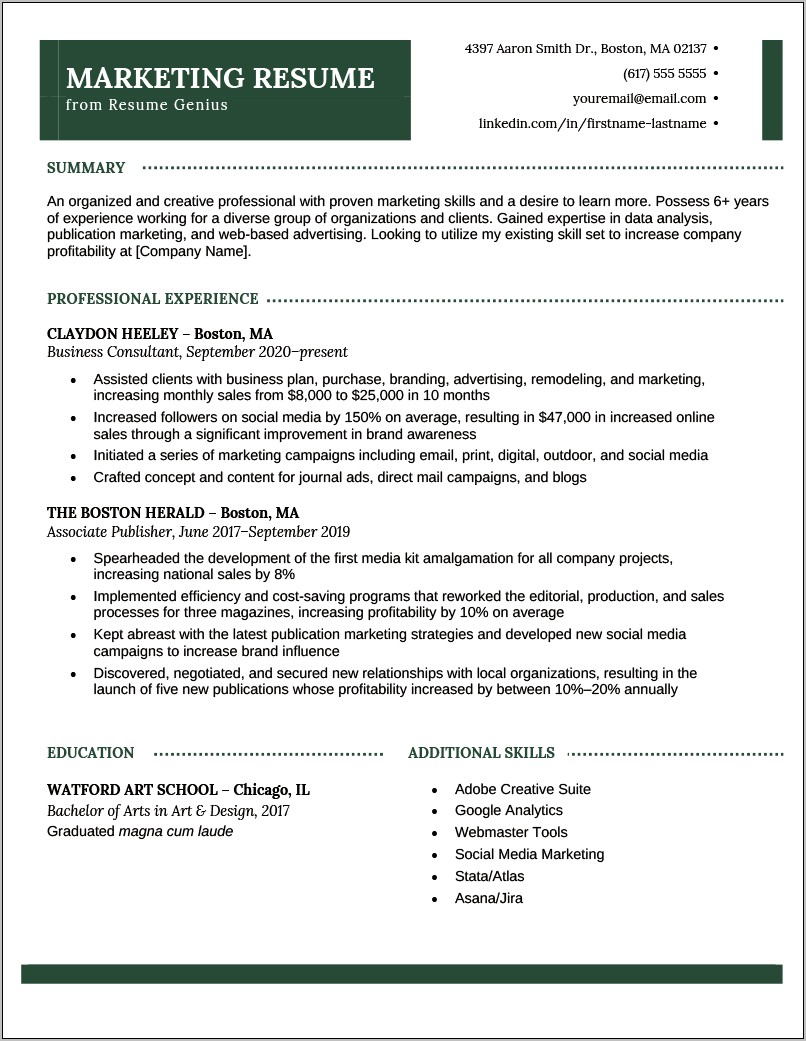 Resume Template With Summary Of Qualifications