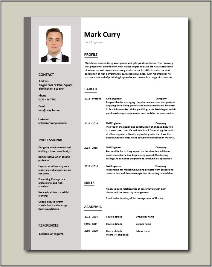 Resume Templates For Engineer Download