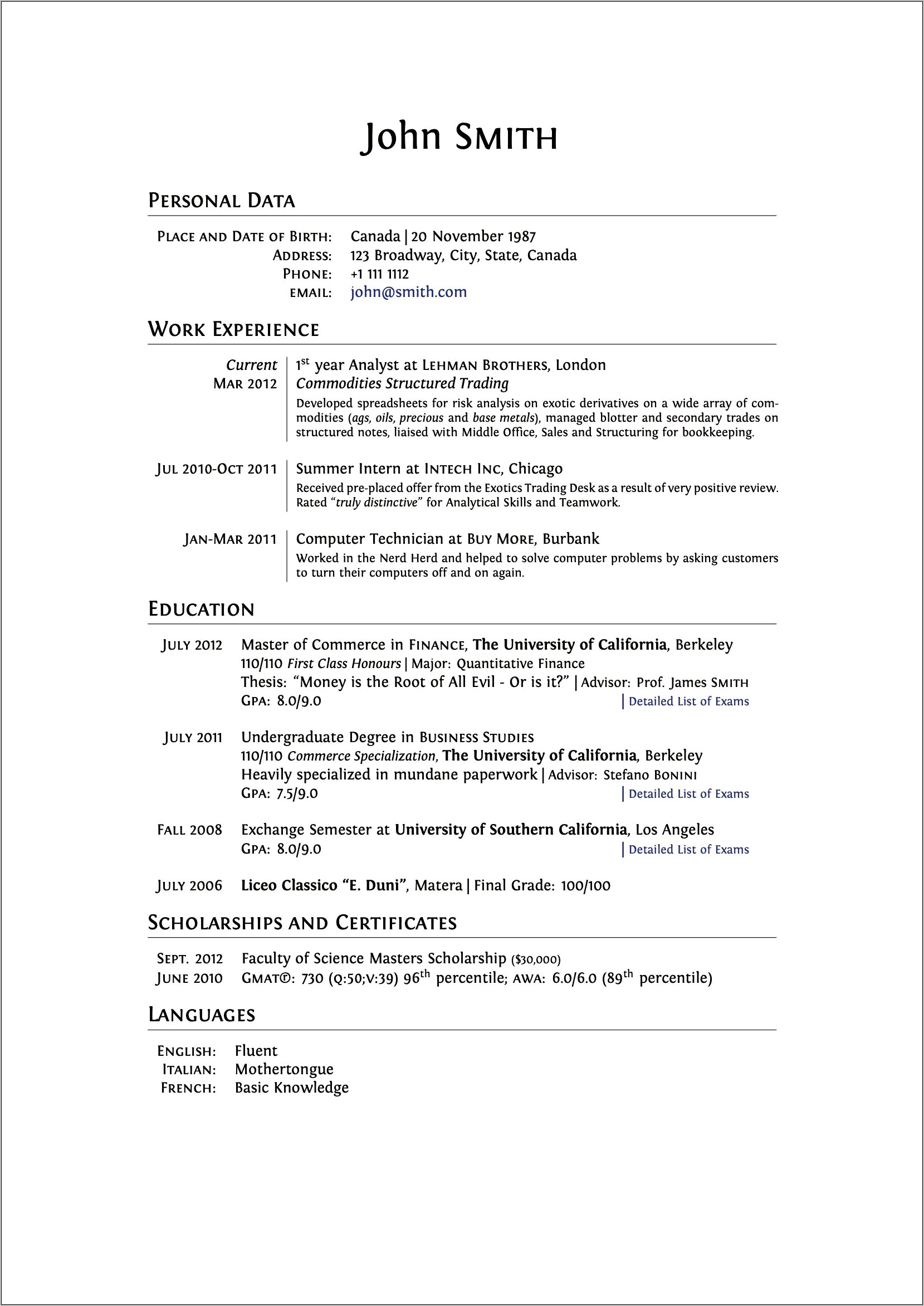 Resume Templates For Graduating High School Students