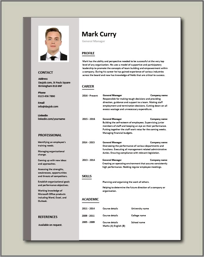 Resume Templates For Hotel General Manager