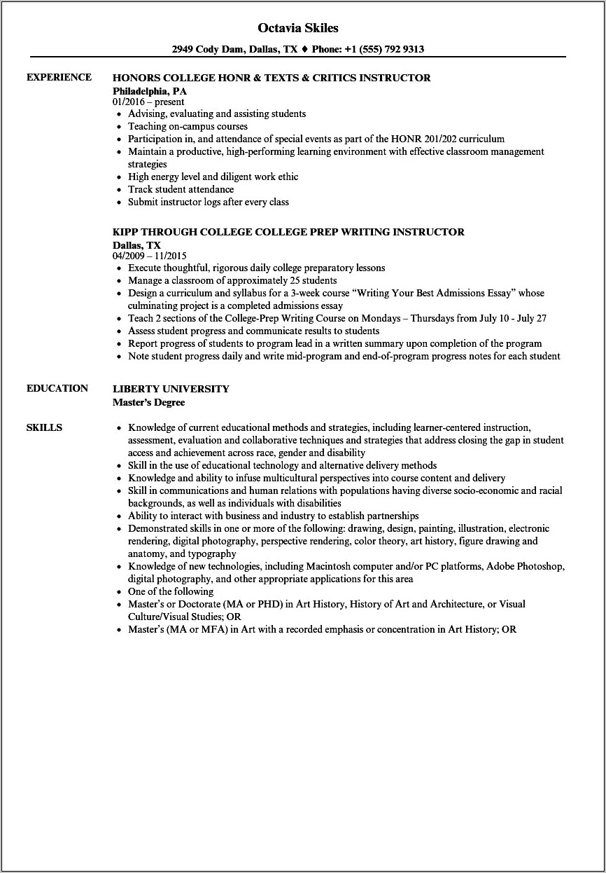 Resume Templates For People In College