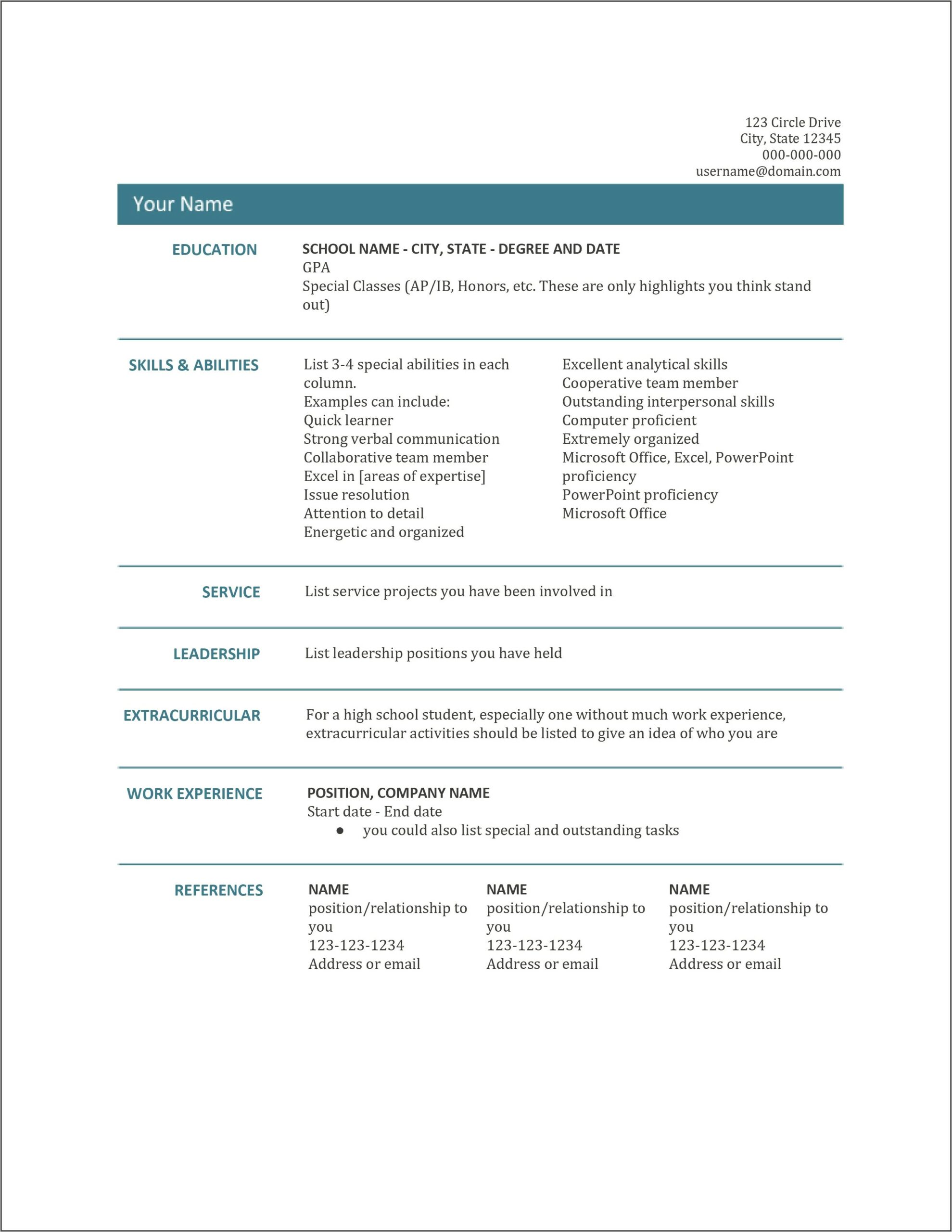 Resume Templates Microsoft Office Word 2007