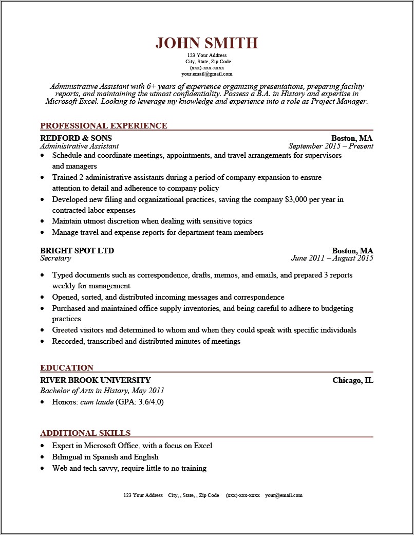 Resume Templates With No College Degree