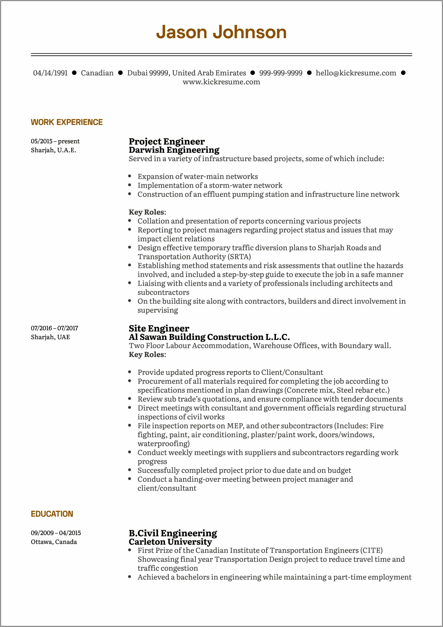 Resume Templates With Transportation Design Projects