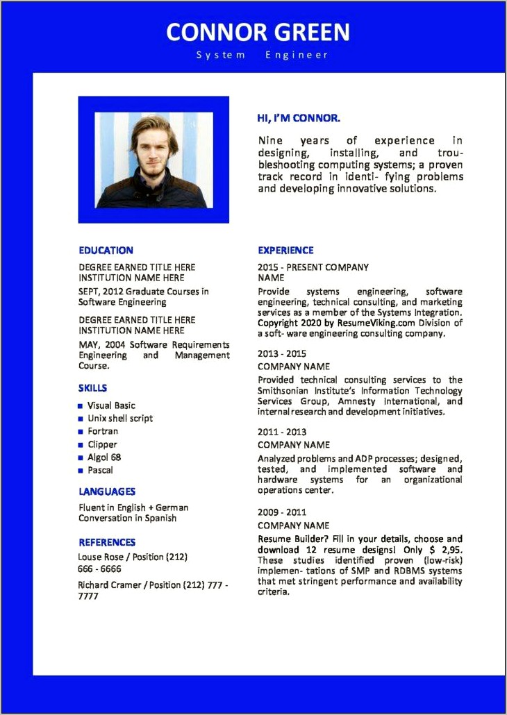 Resume Templates Word 2013 Free Download