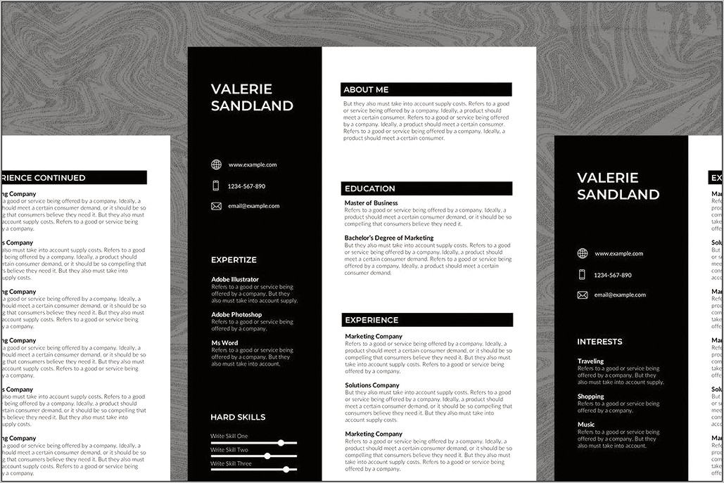 Resume Templates Word Black And White