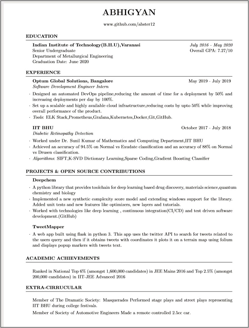 Resume Test For No Job Experence