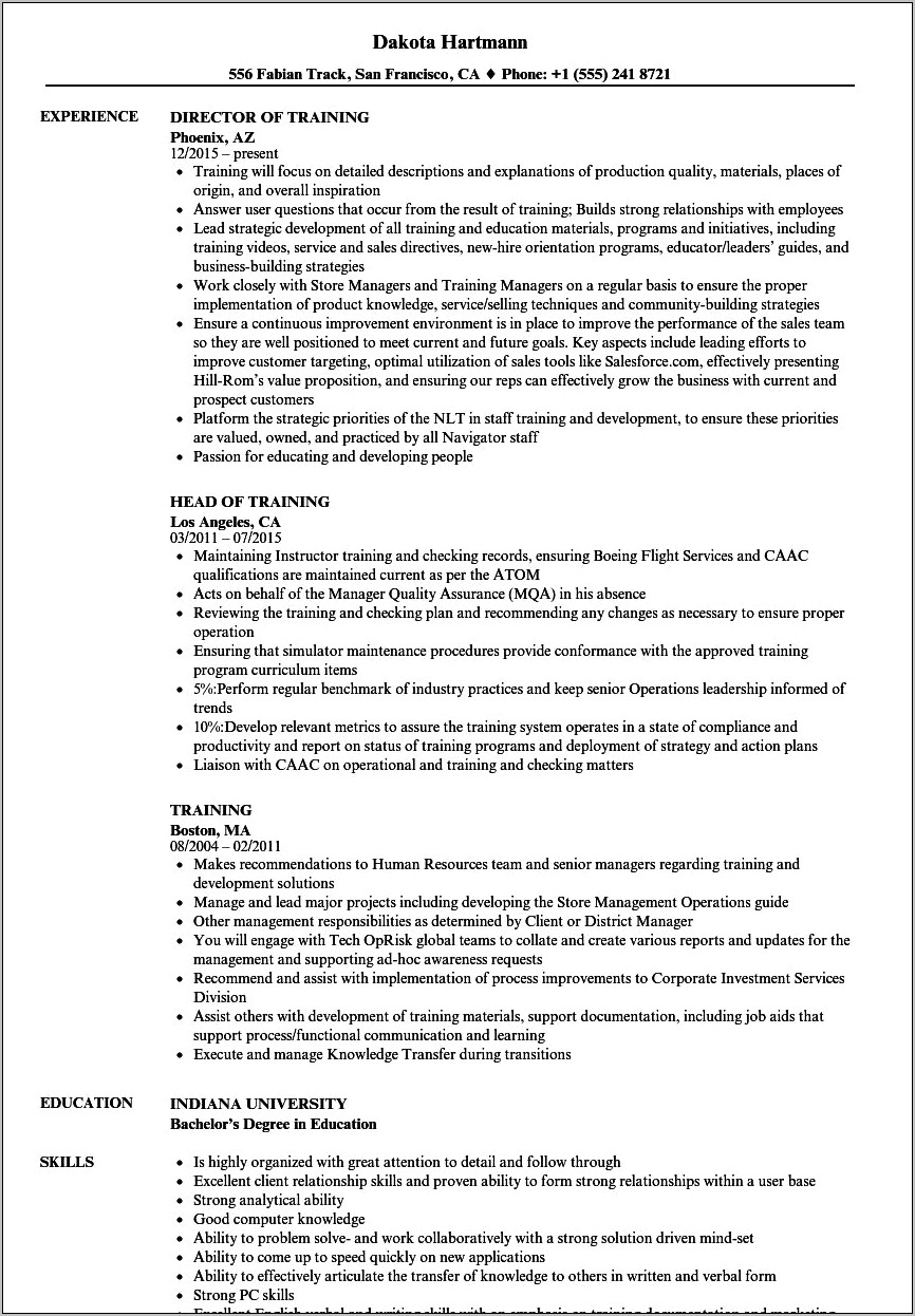 Resume That Highlights Courses Taken Template