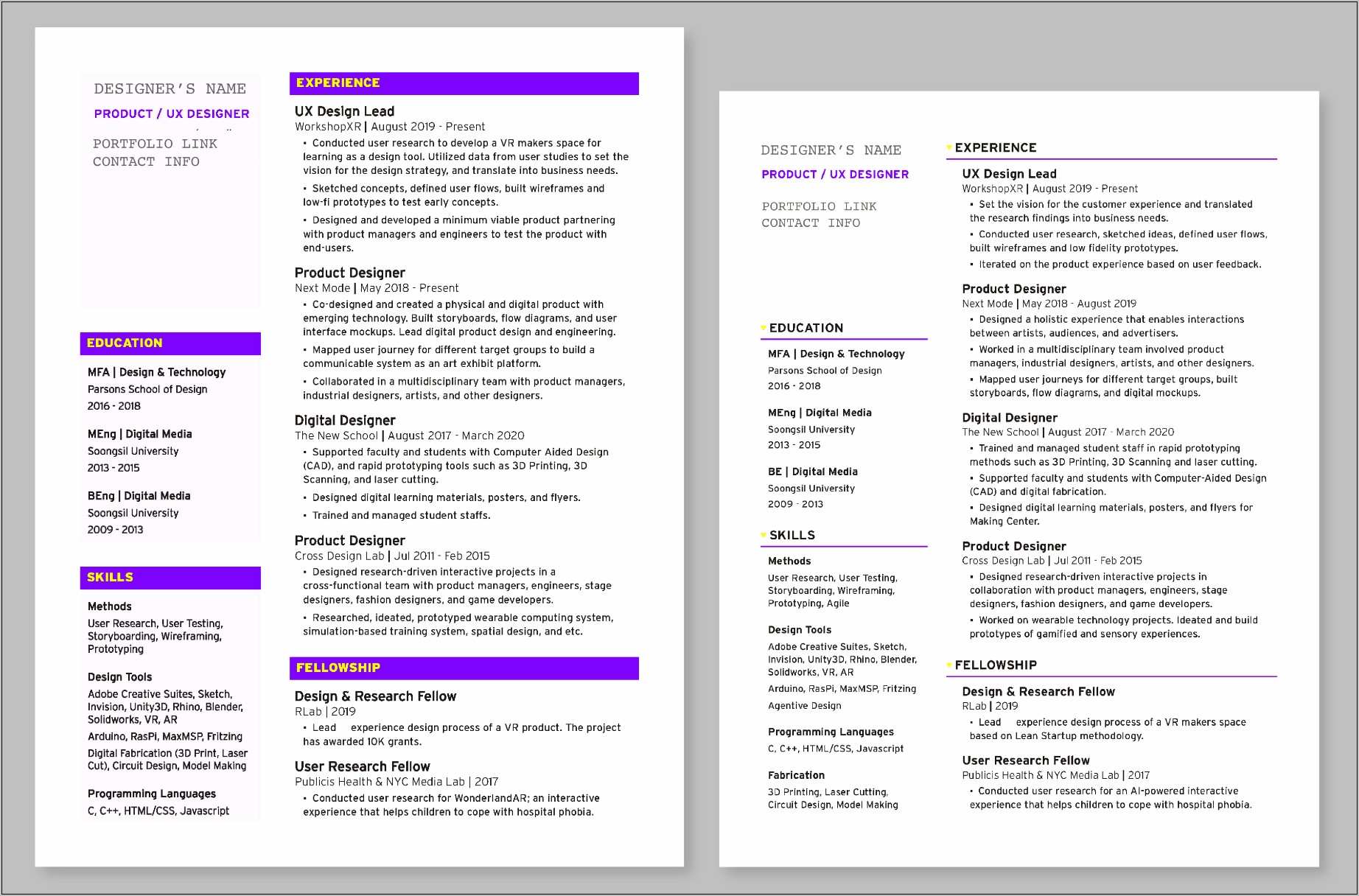 Resume That Looks Good But Works With Scanners