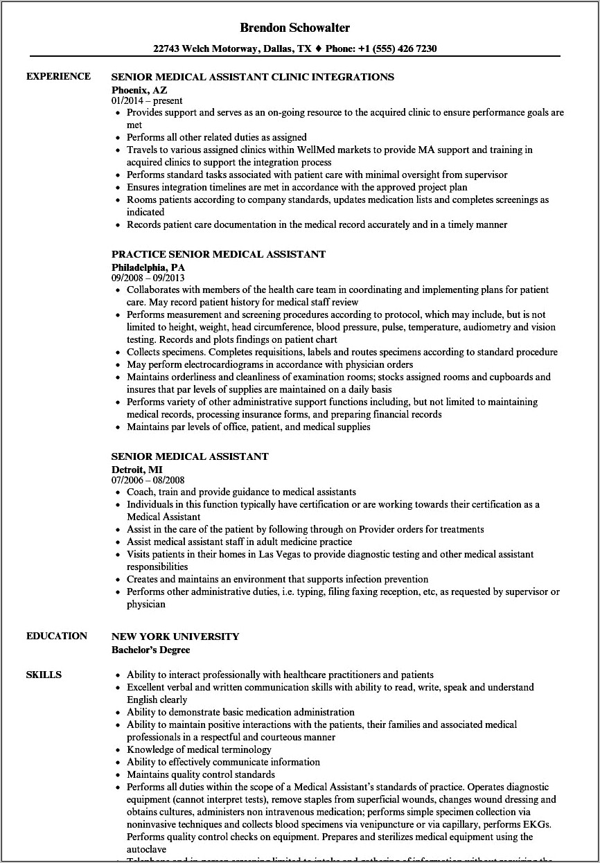 Resume Title Examples For Medical Assistant
