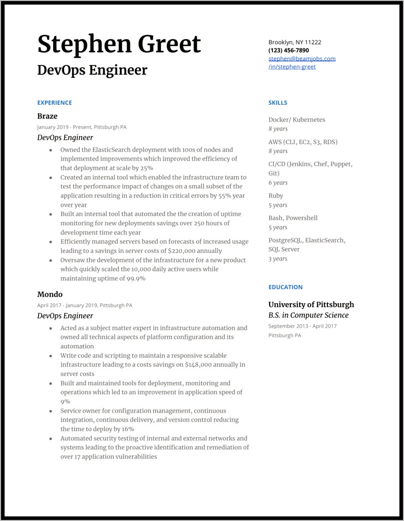 Resume Title Sample For Engineer