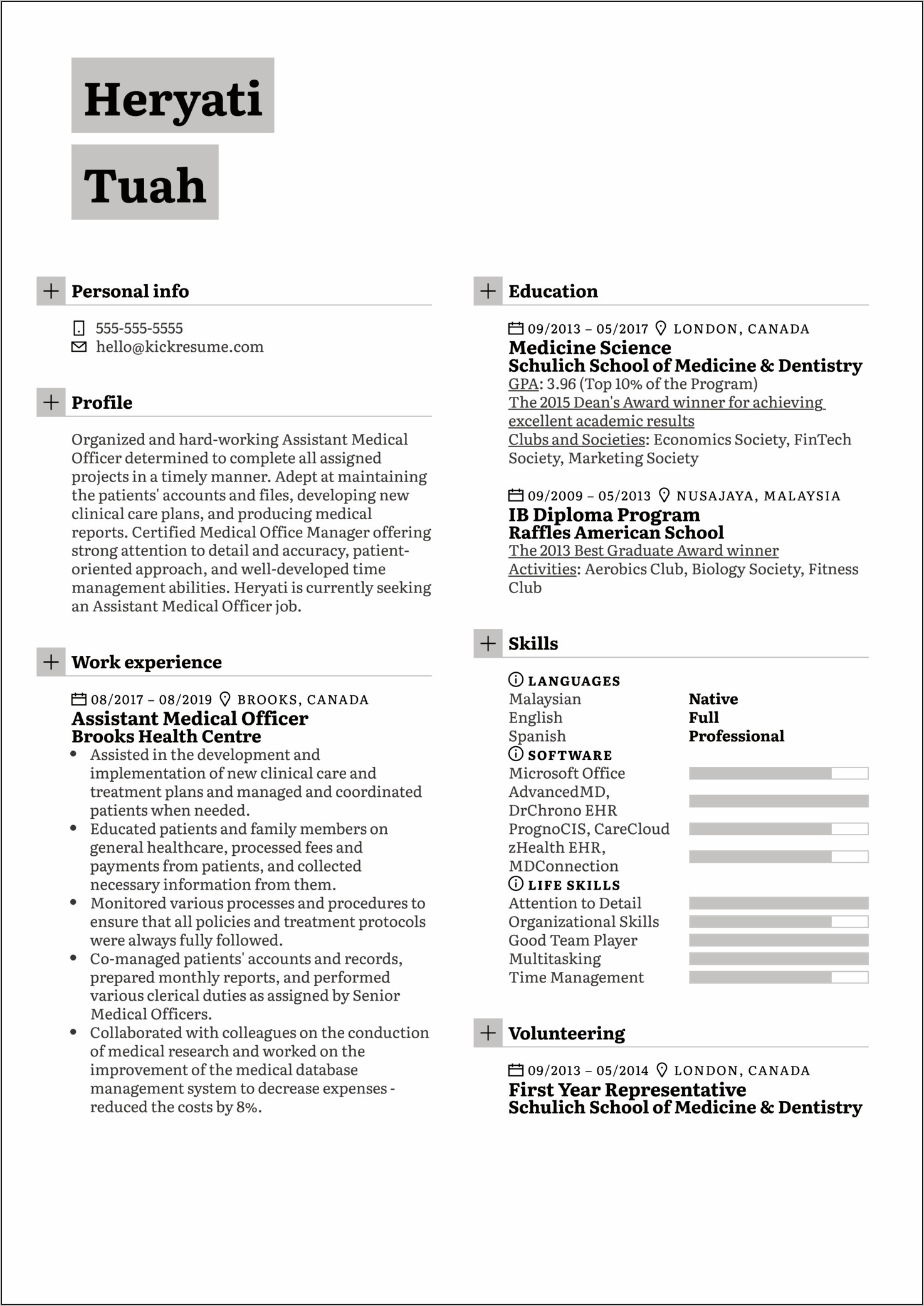 Resume To Apply For Medical School
