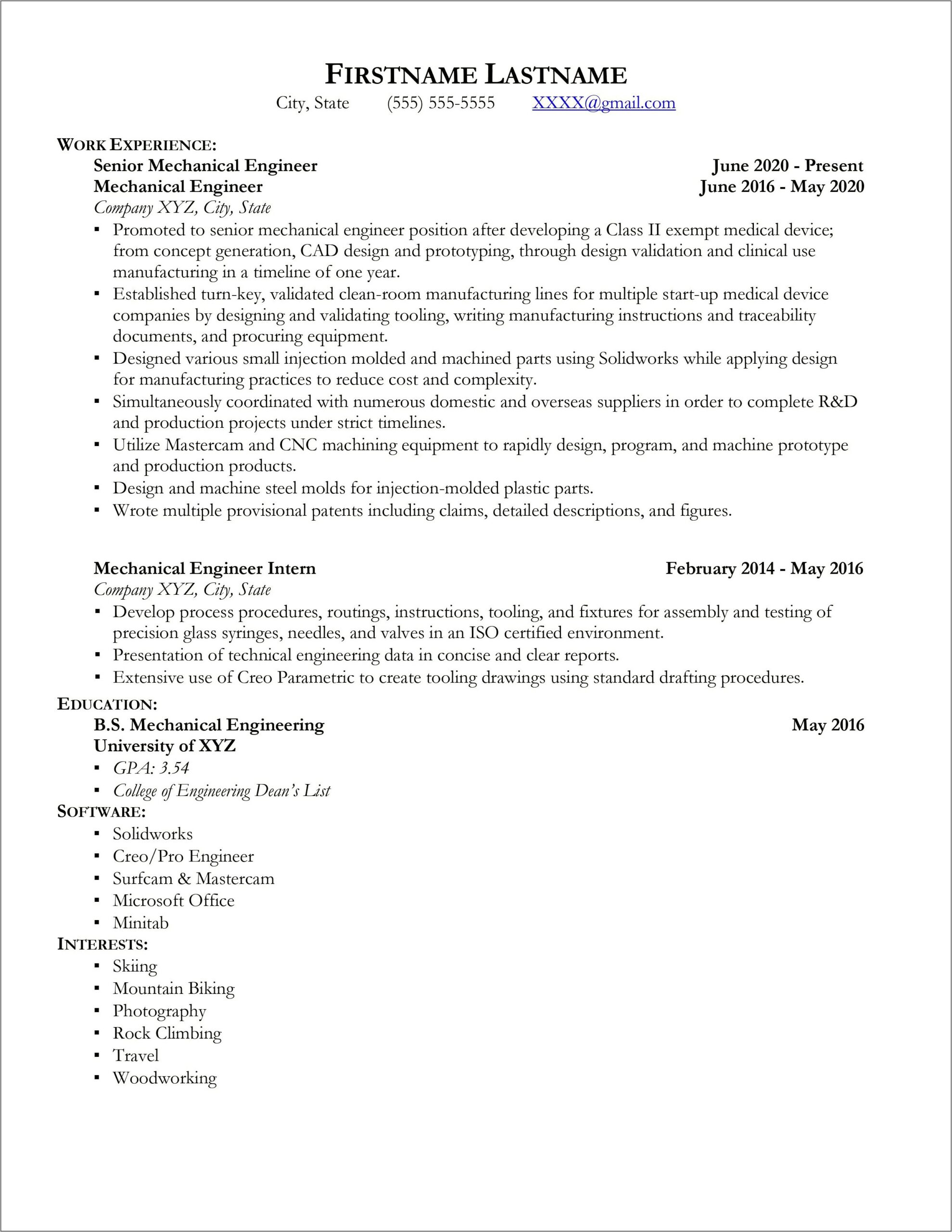 Resume To Apply For Second Job