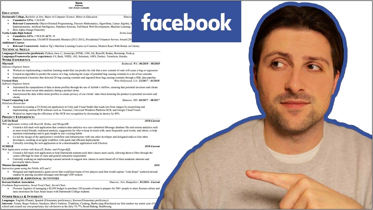 Resume To Get Job At Facebook