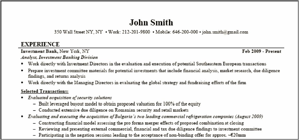 Resume To Work At A Bank