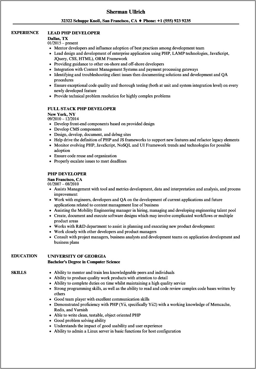 Resume With 2 Years Work Experience