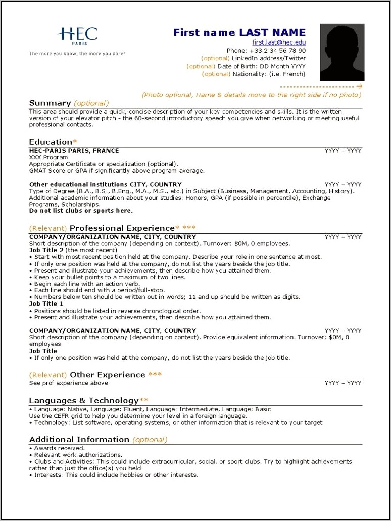 Resume With Only One Professional Job