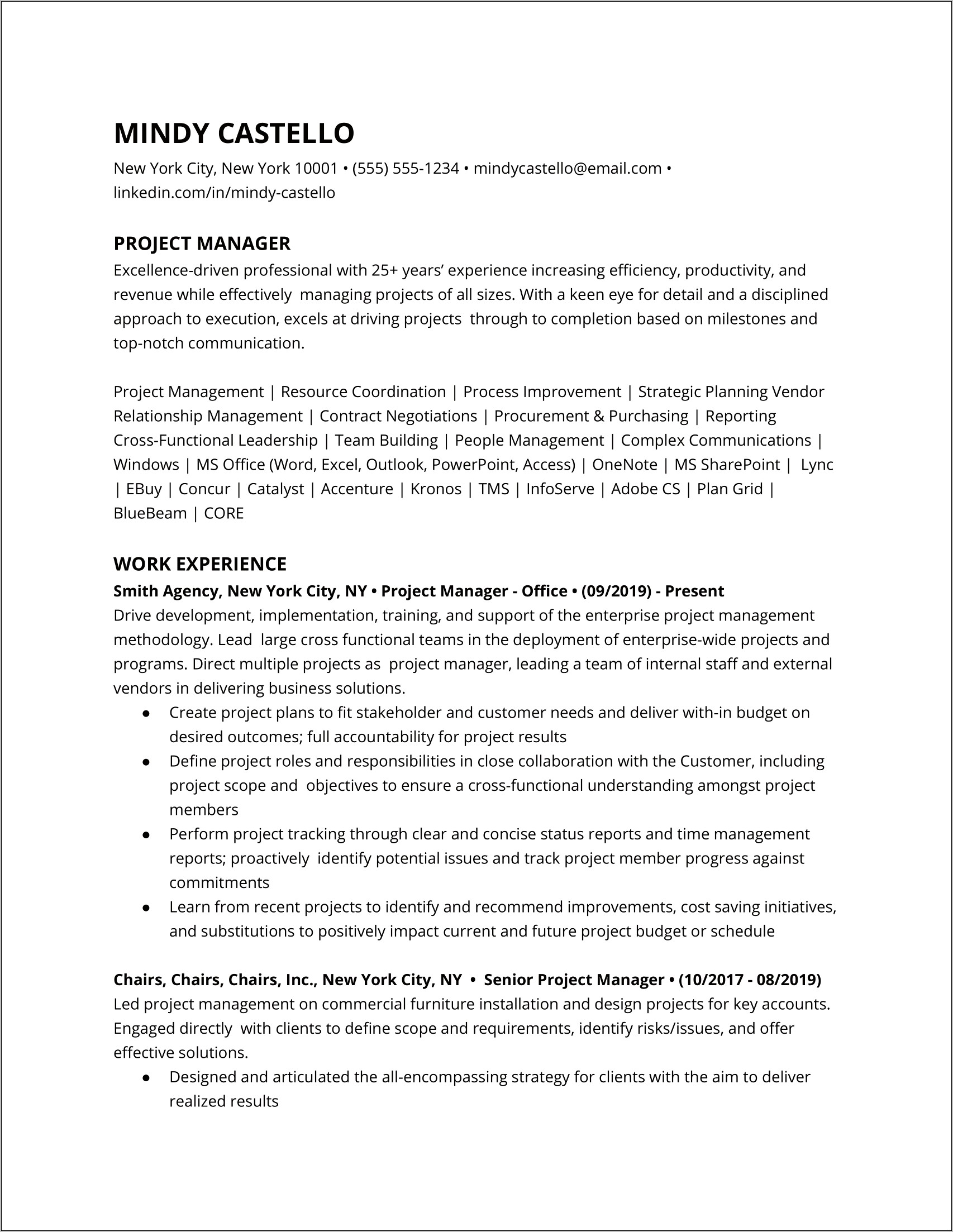 Resume With Over 25 Years Experience