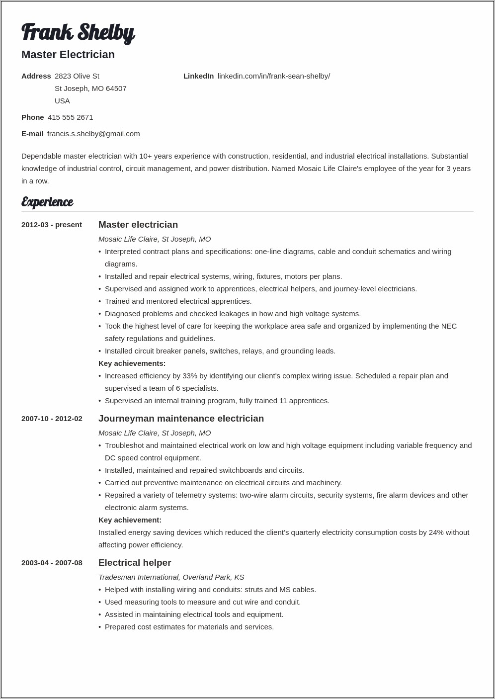 Resume Word For Ability To Work Long Shifts