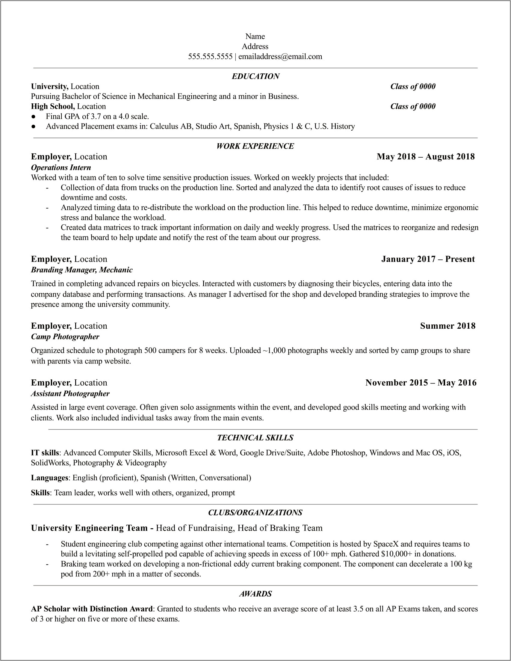 Resume Word For Completing A Task Alone