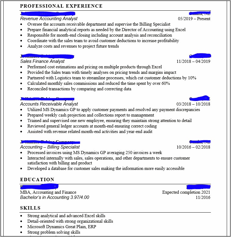 Resume Work Experience Same Company Different Locations