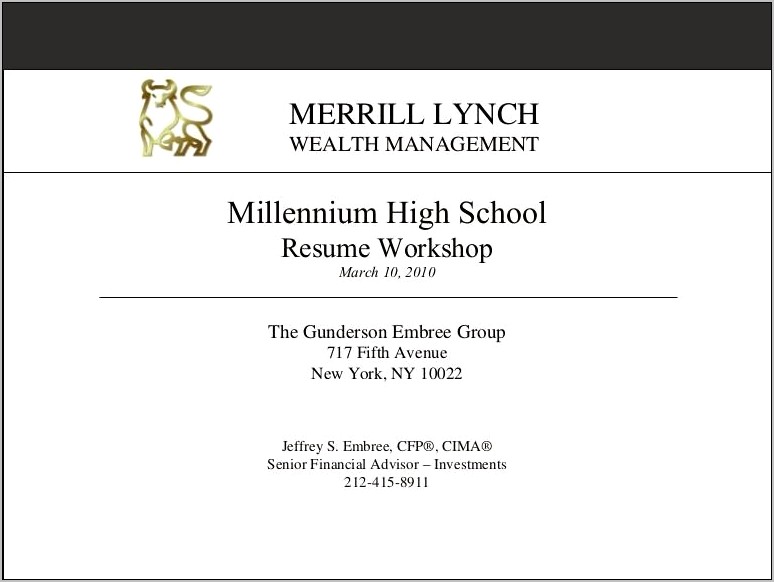 Resume Workshop For High School Students