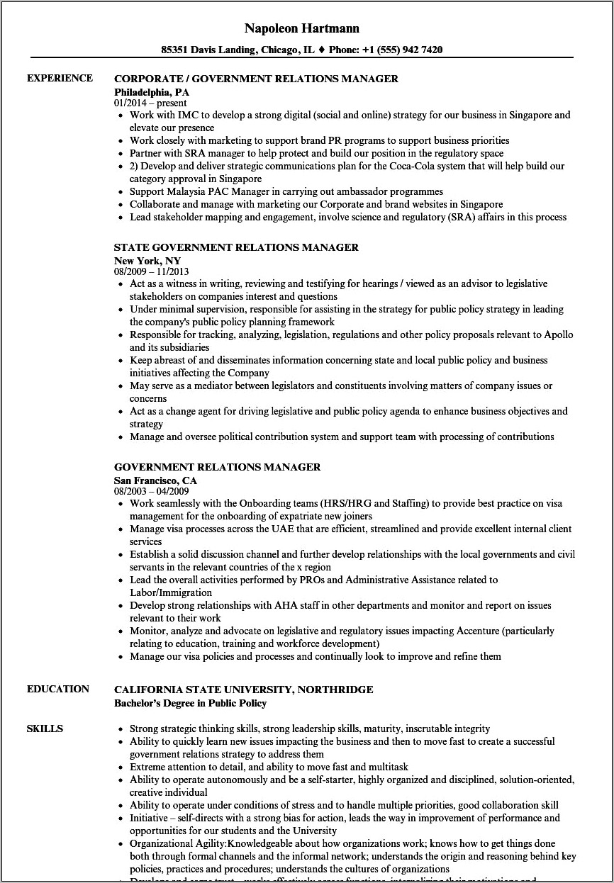 Resume Writers For Government Relations Jobs