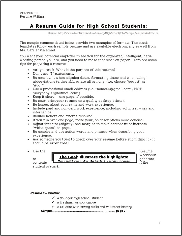 Resume Writing For Middle School Students