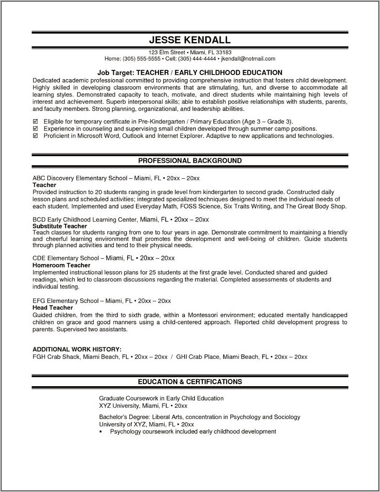 Resumes For Teacher Assistant With No Experience