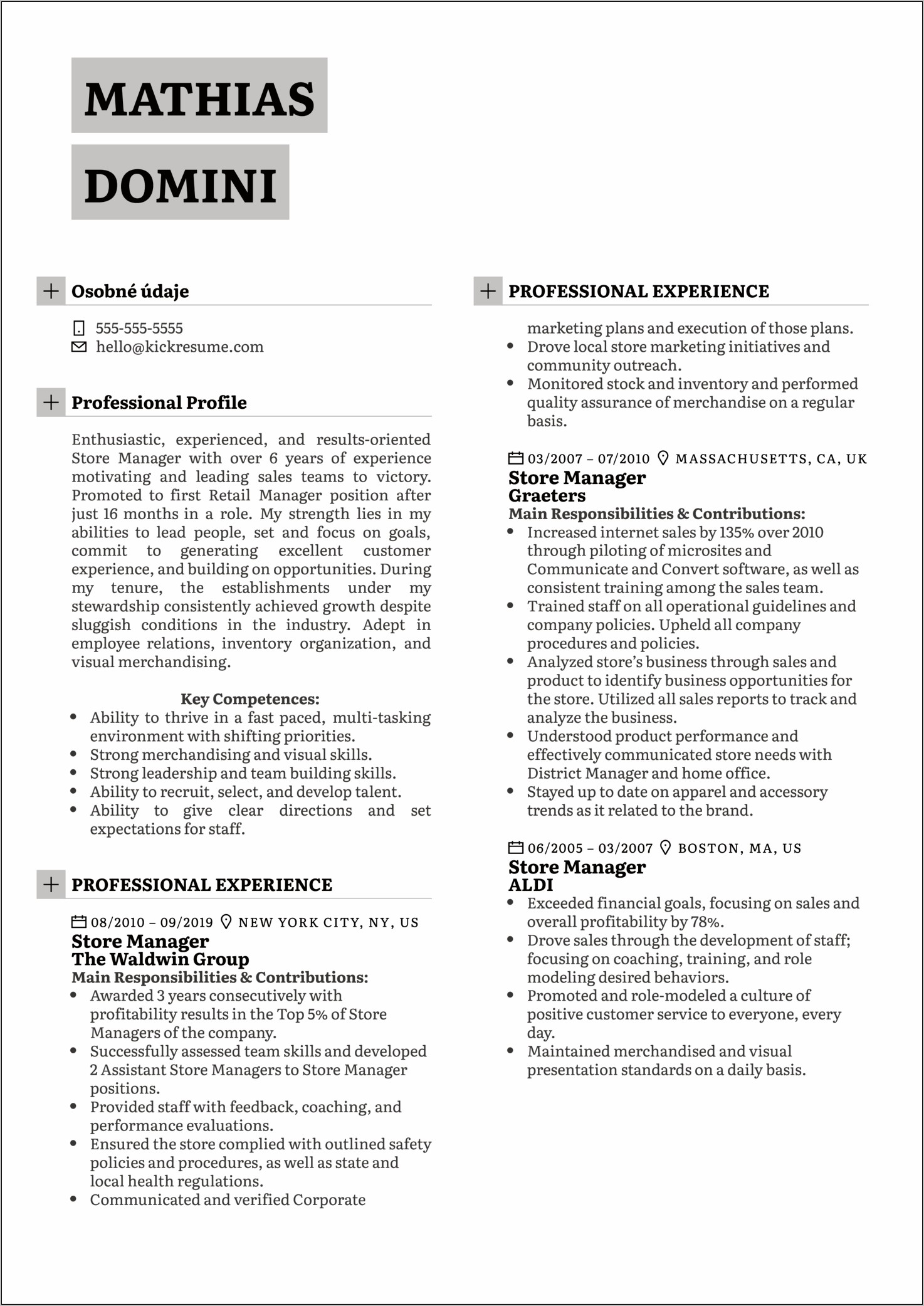 Retail Assistant Manager Job Responsibilities Resume