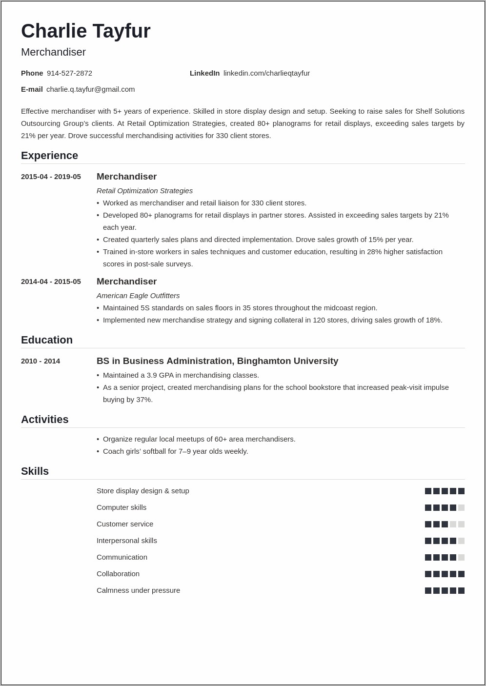 Retail Buyer Skills For A Resume